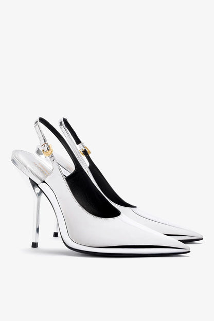 Larroudé x Altuzarra Pump In Silver Specchio