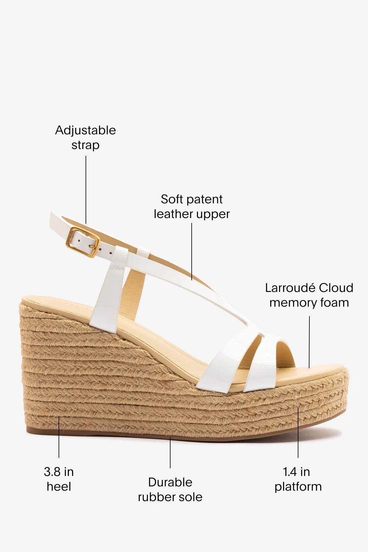 Daphne Espadrille Sandal White Patent Leather
