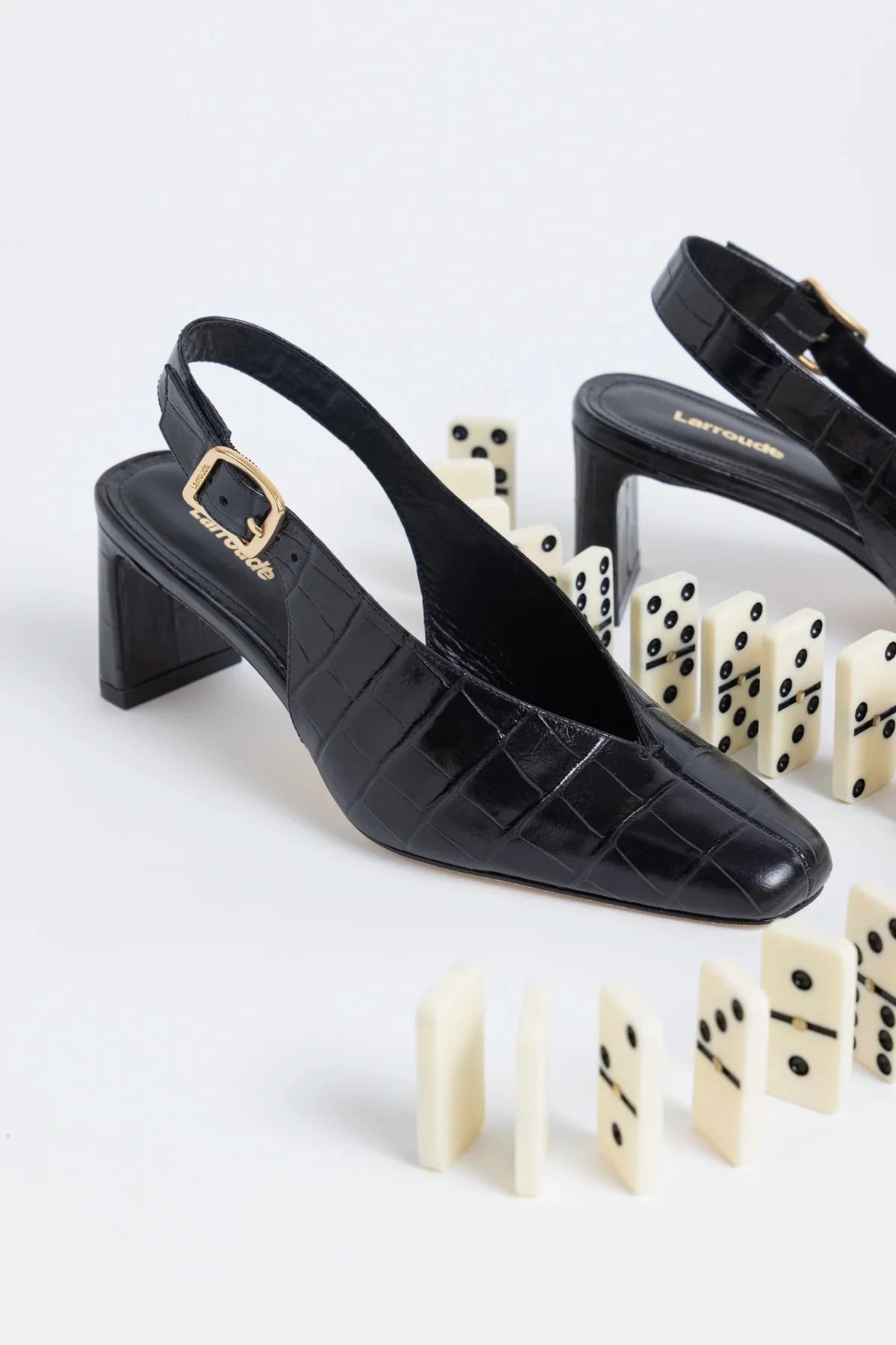 Katie Pump Black Crocodile-Embossed Patent