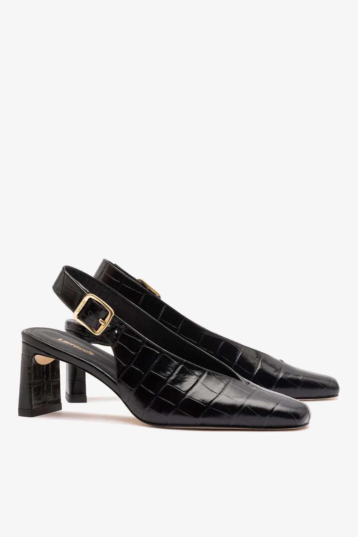 Katie Pump Black Crocodile-Embossed Patent