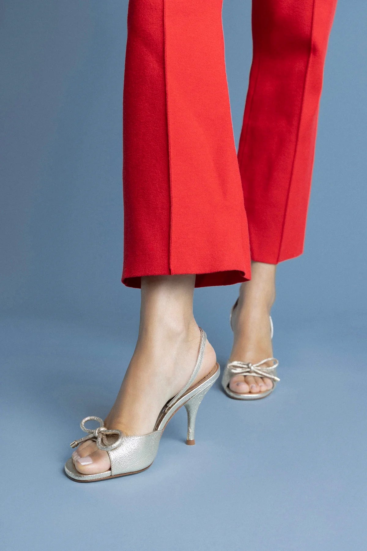 Lady Sandal In Platina Sparkle Metallic Leather