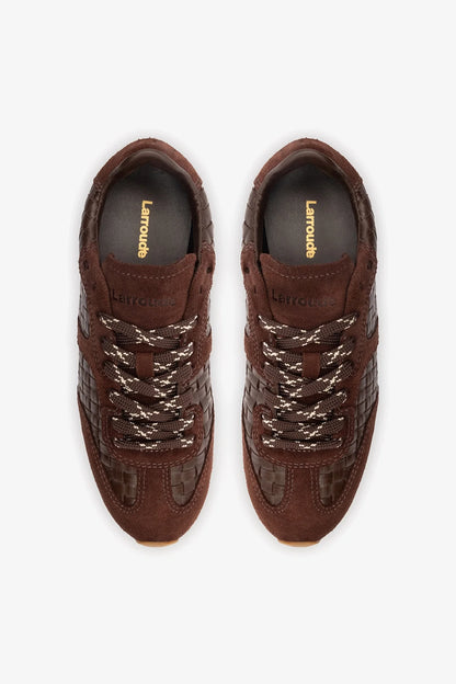 Stella Macrame Sneaker In Brown Leather and Suede