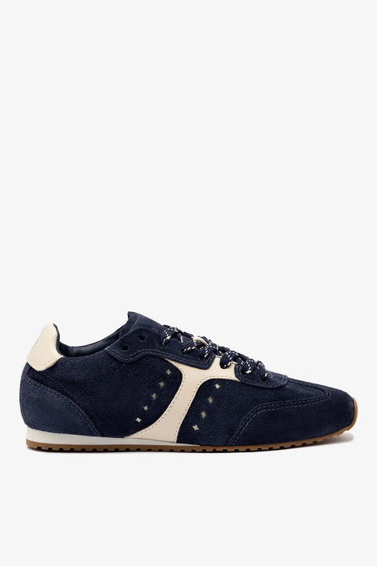 Stella Sneaker In Navy Suede and Ivory Leather