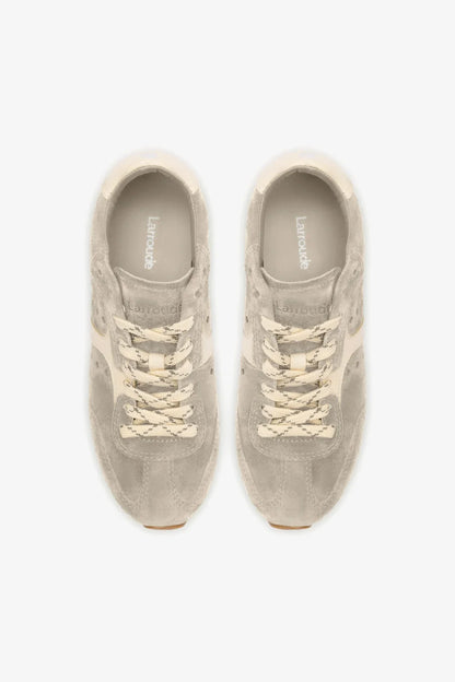 Stella Sneaker In Mushroom Grey Suede and Ivory Leather