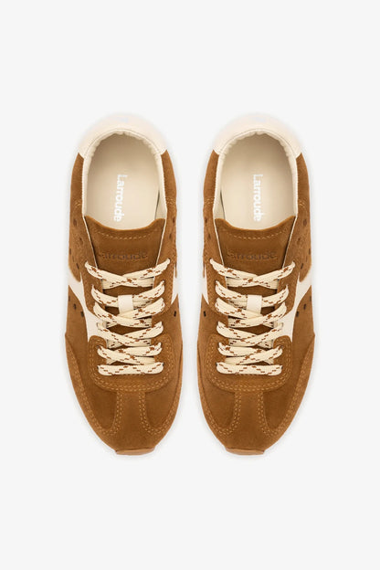 Stella Sneaker In Russet Suede and Ivory Leather