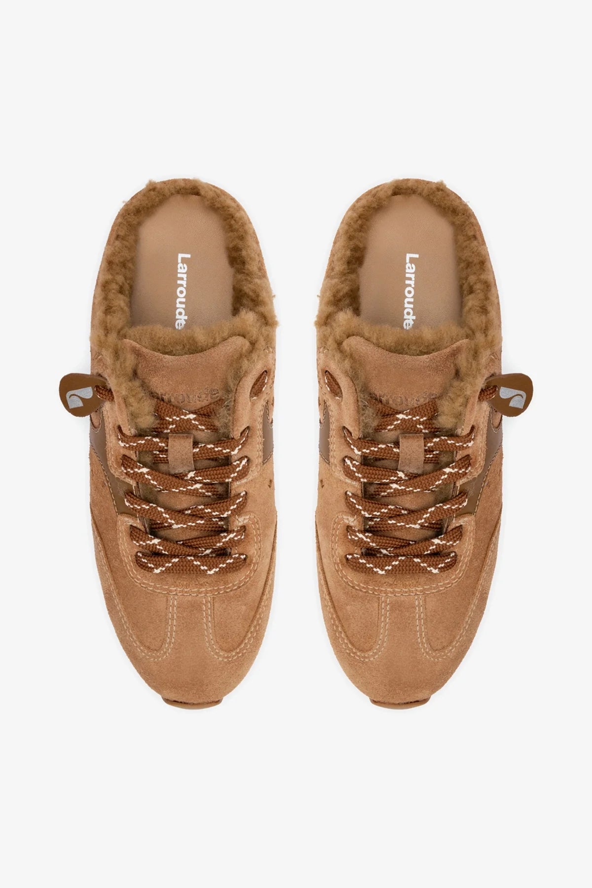 Stella Mule In Peanut Suede And Natural Shearling