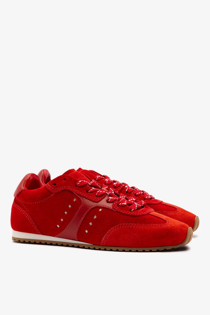 Stella Sneaker In Scarlet Suede and Blood Red Leather