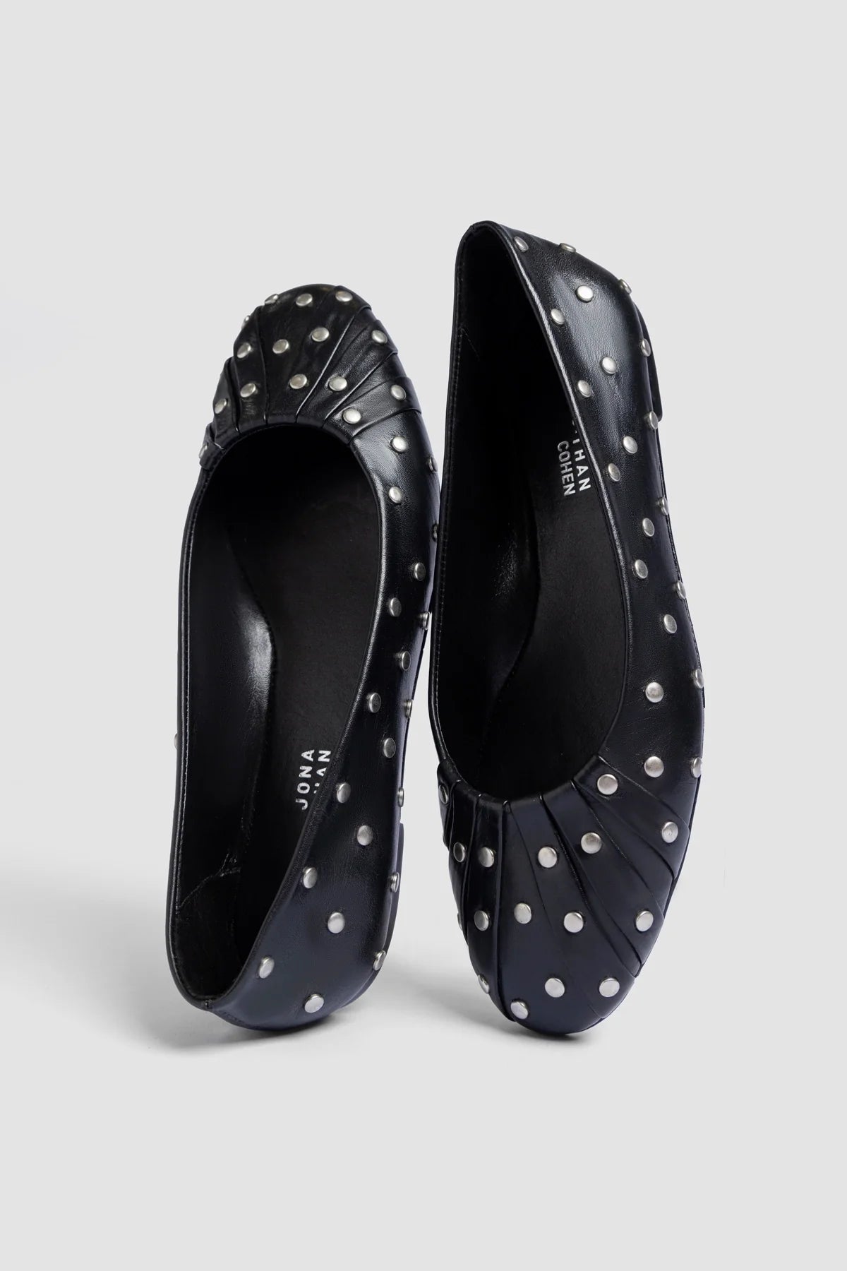 Jonathan Cohen by L.: Ballet Flat Studs Black Leather