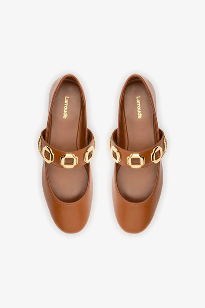 Milan Ballet Flat In Caramel Leather