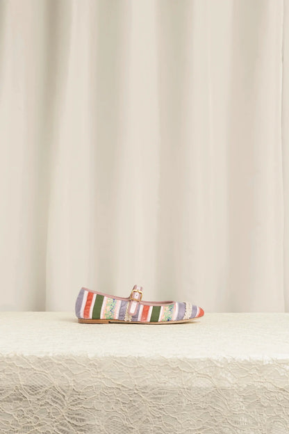 Larroudé x Tanner Fletcher: Ribbons & Ruffles Ballet Flat Multicolor Patchwork