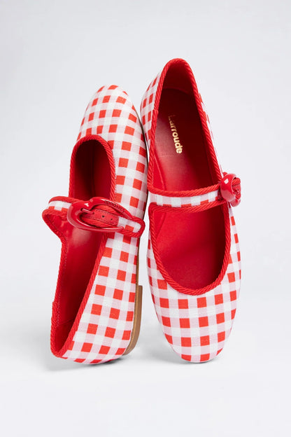 Verona Ballet Flat Scarlet Printed Fabric
