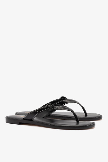 Mary Kate Flat Sandal In Black Leather