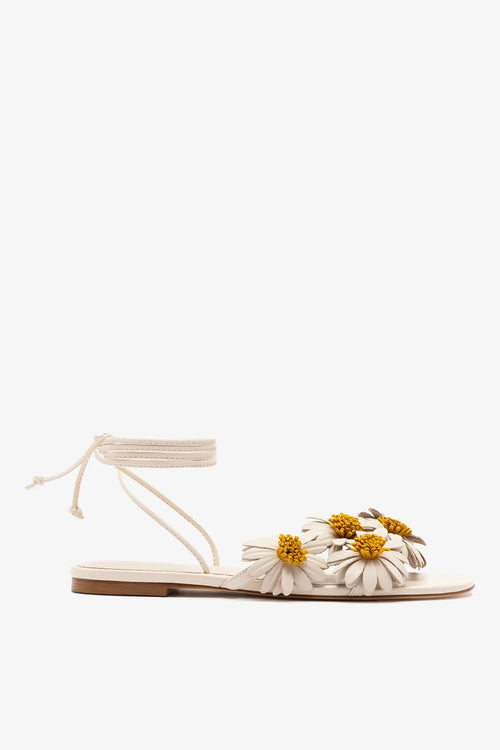 Fiore Flat Sandal Ivory Leather