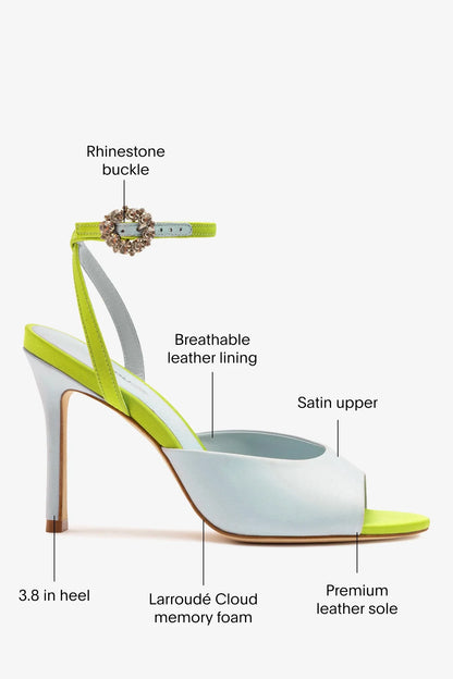 Jasmine Sandal Powder Blue and Green Satin
