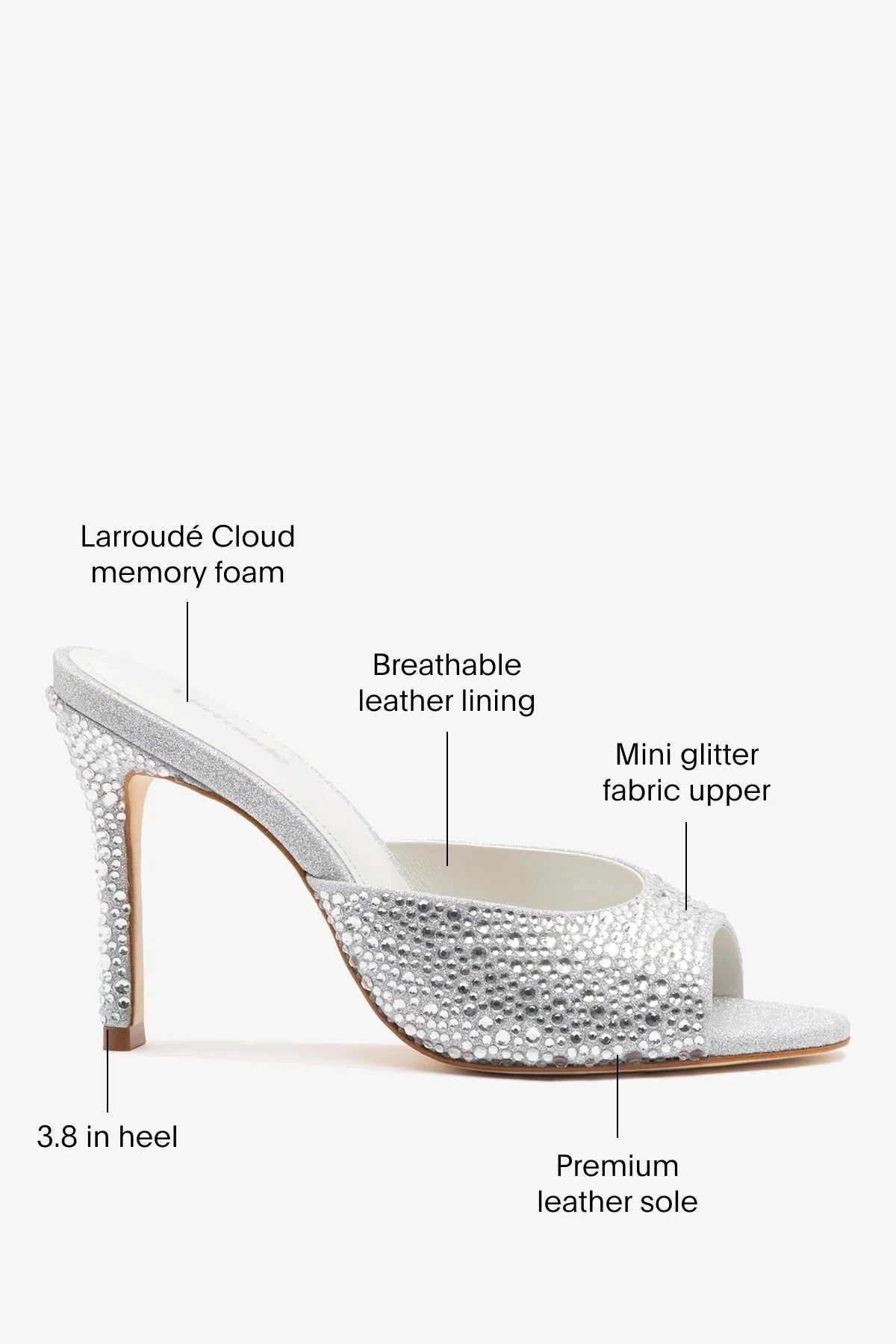 Jasmine Hi Mule Crystal Silver