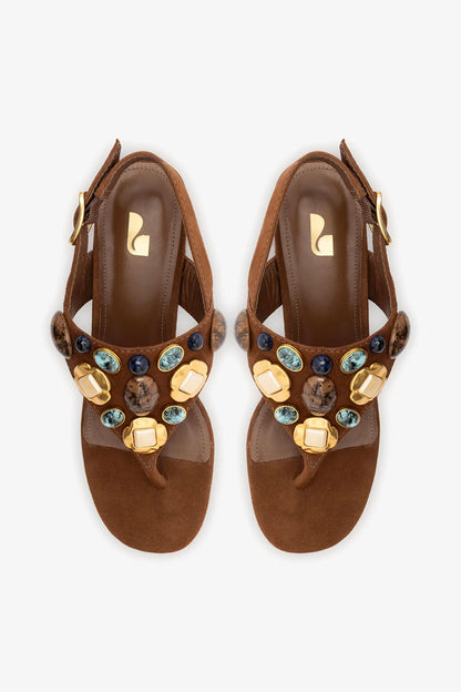 Talitha Block Sandal Burnt Umber Suede
