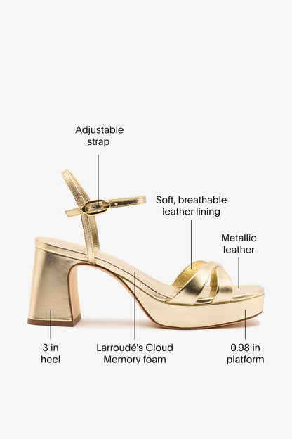 Bianca Low Sandal In Platina Metallic Leather