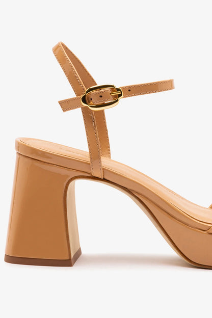 Bianca Low Sandal In Tan Patent Leather