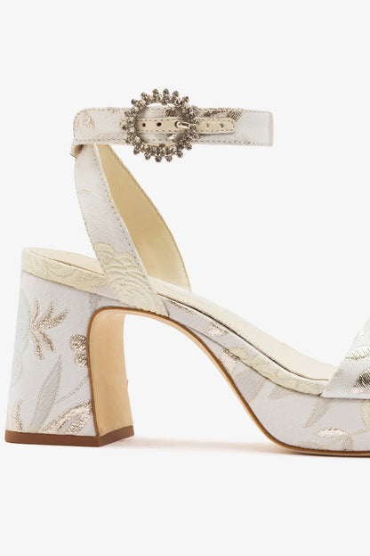 Larroudé x Markarian: Dolly Low Sandal Ivory Brocade