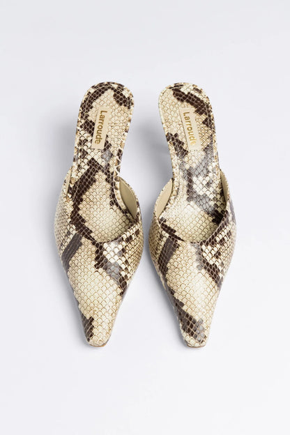 Carine Mule Neutral Snake Leather