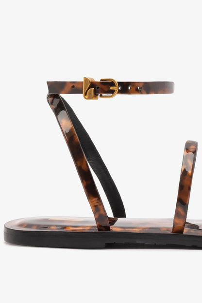 Biarritz Flat Sandal Tortoise Leather