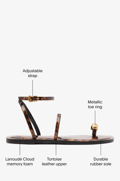 Biarritz Flat Sandal Tortoise Leather