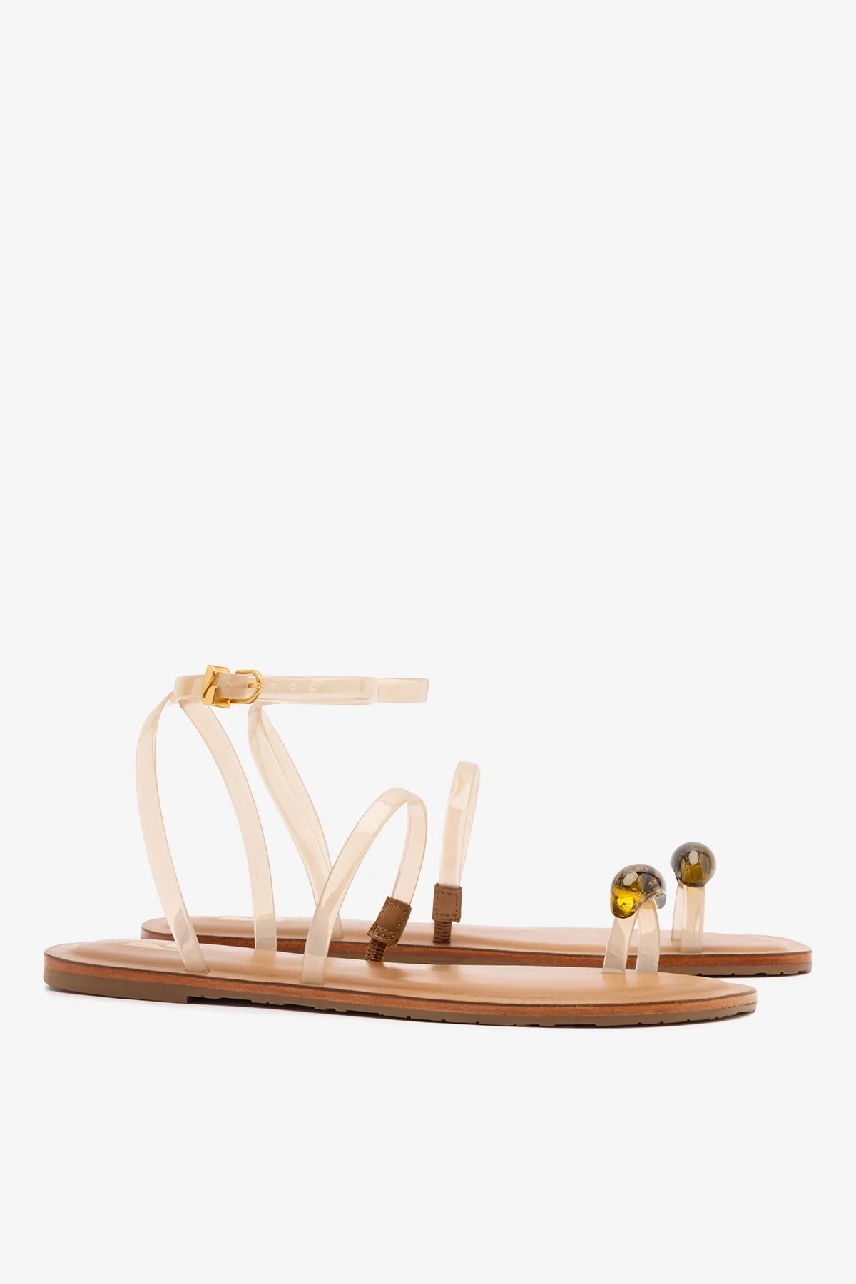 Biarritz Jelly Flat Sandal In Ivory Vinyl