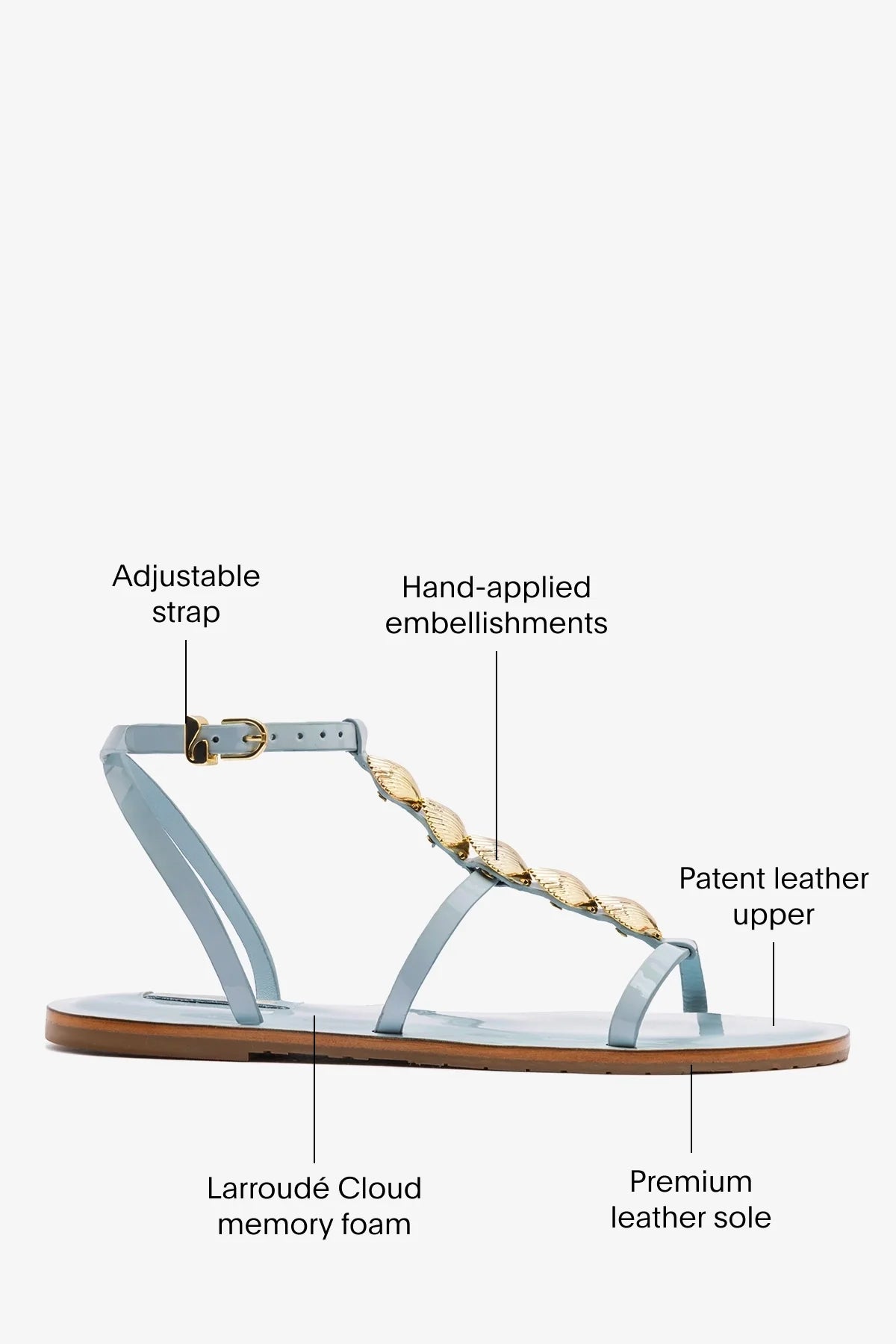 Coquile Flat Sandal Maya Patent Leather