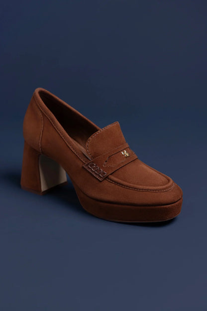 Suki Platform In Burnt Umber Suede