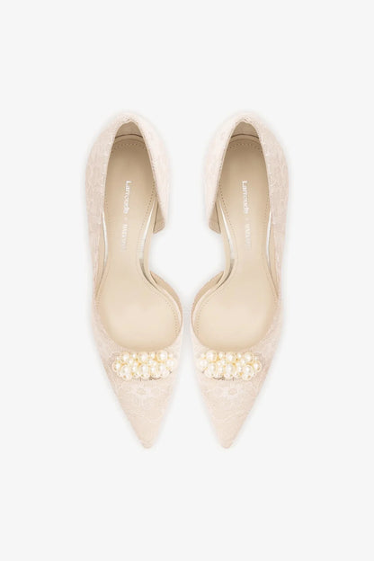 Larroudé x Markarian: D'Orsay Pump White Lace