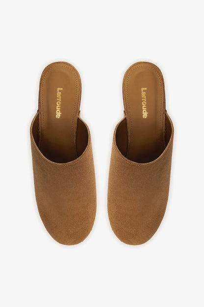 Miso Wooden Platform Clog In Peanut Suede