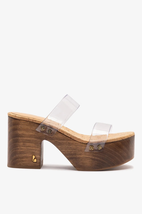 Miso Clear Platform Sandal In Clear Vinyl and Natural Cork