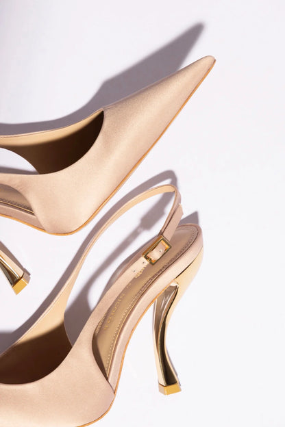 Larroudé x Nicolò B.: Grace Pump Sand Satin