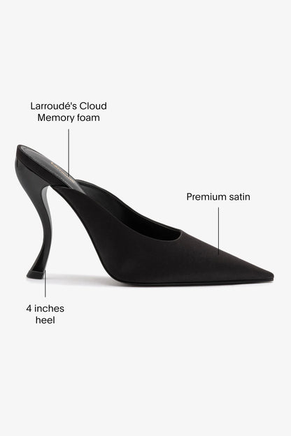 Larroudé by Nicolò B. Inna Mule In Black Satin