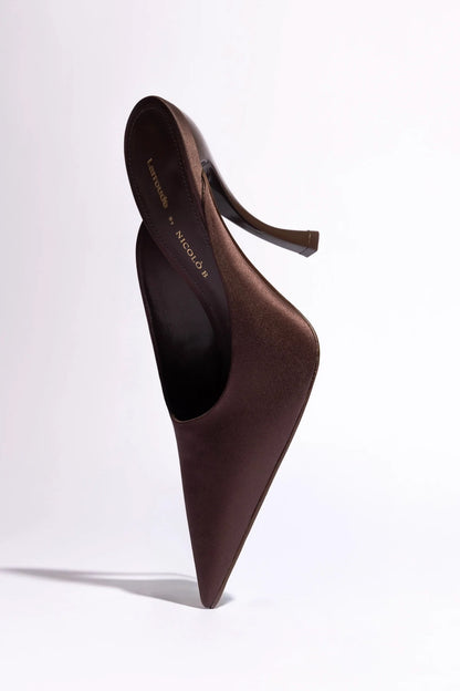 Larroudé x Nicolò B.: Inna Mule Mahogany Satin