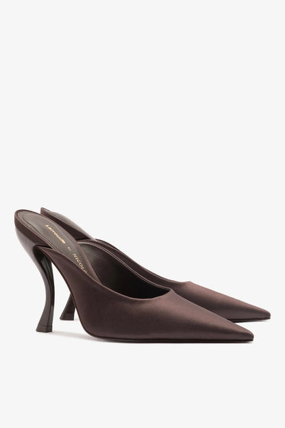 Larroudé x Nicolò B.: Inna Mule Mahogany Satin