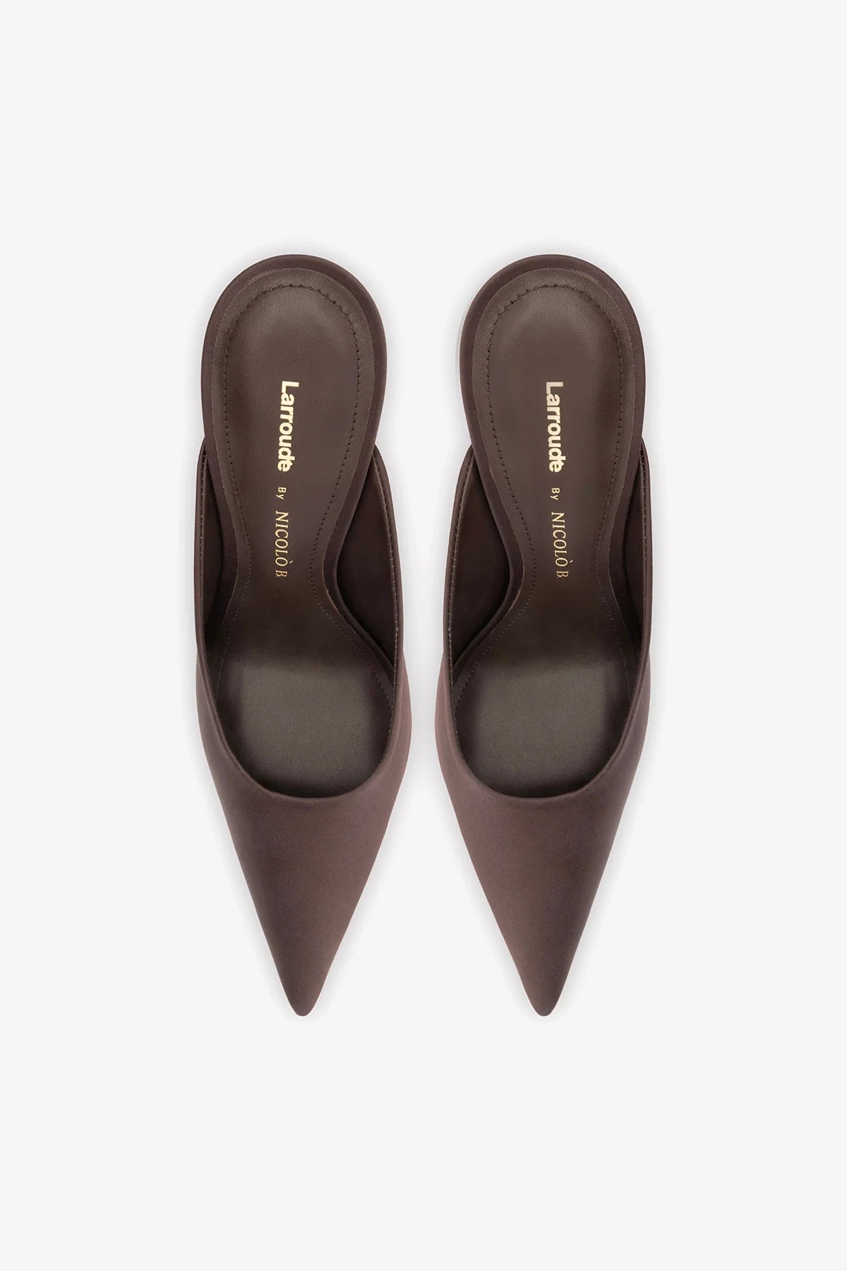 Larroudé x Nicolò B.: Inna Mule Mahogany Satin