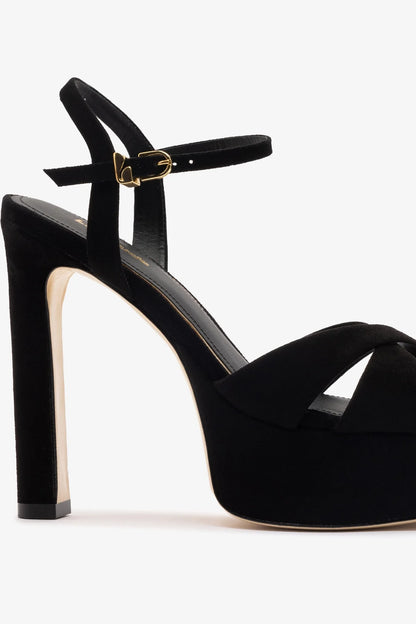 Bianca High Platform Sandal In Black Suede
