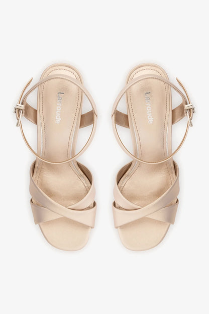 Bianca High Platform Sandal In Champagne Metallic Leather