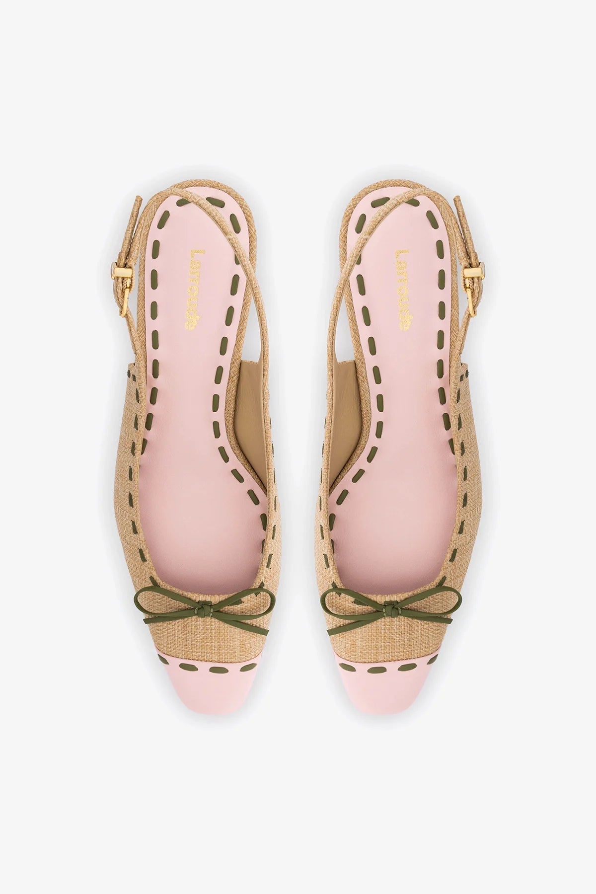 Jenny Pump In Beige Raffia and Tulip and Seaweed Leather