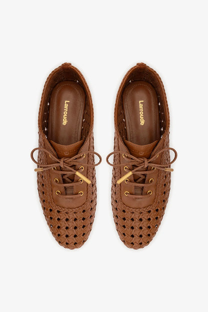 Liza Macrame Sneaker In Caramel Leather