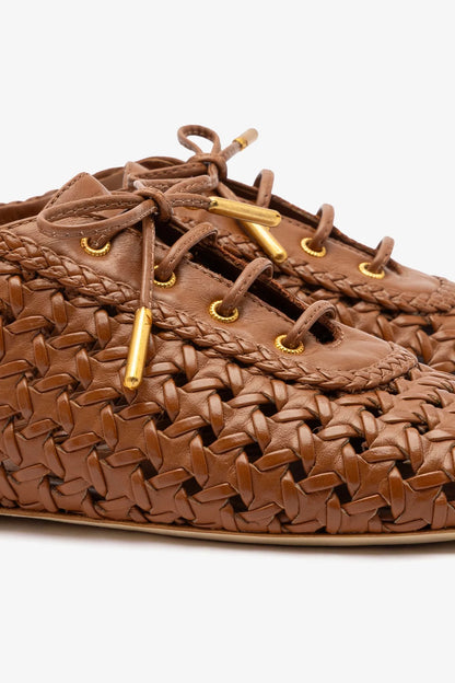 Liza Macrame Sneaker In Caramel Leather