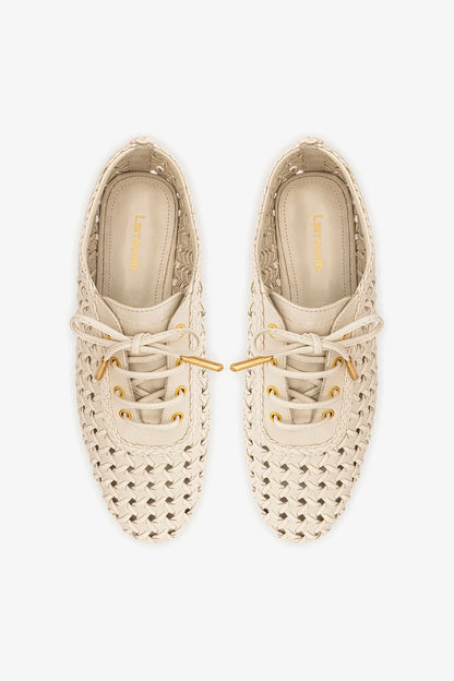Liza Macrame Sneaker In Ivory Leather