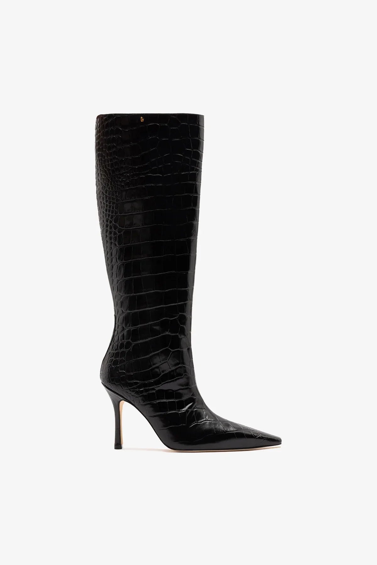 Carine Boot Black Croco Patent Leather