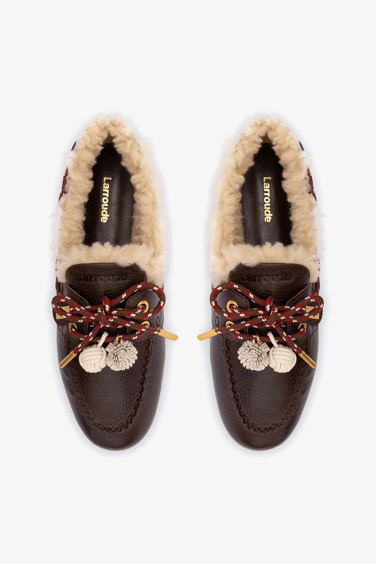 Cyprus Boat Shoe In Brown Leather and Natural Shearling