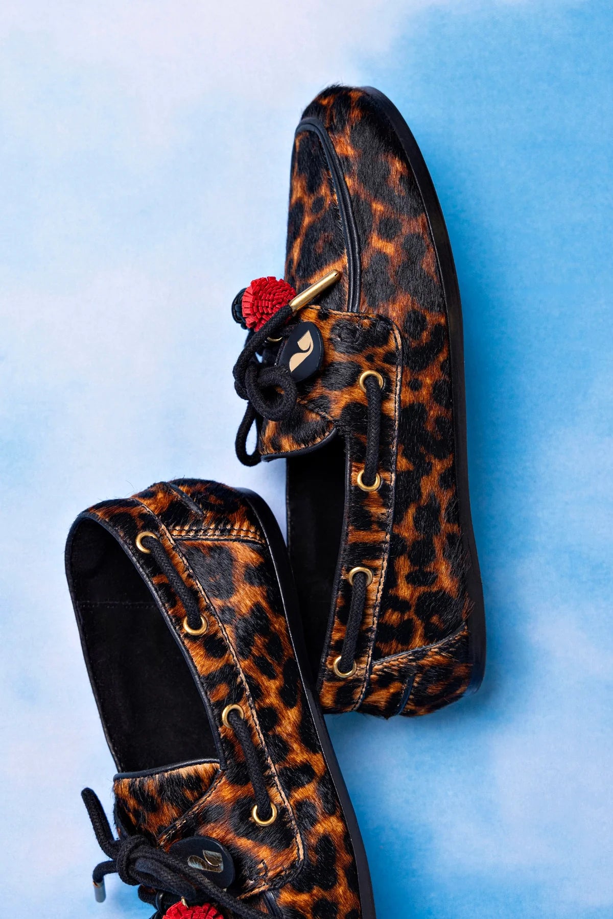 Cyprus Boat Shoe In Leopard Print Calf Hair Leather