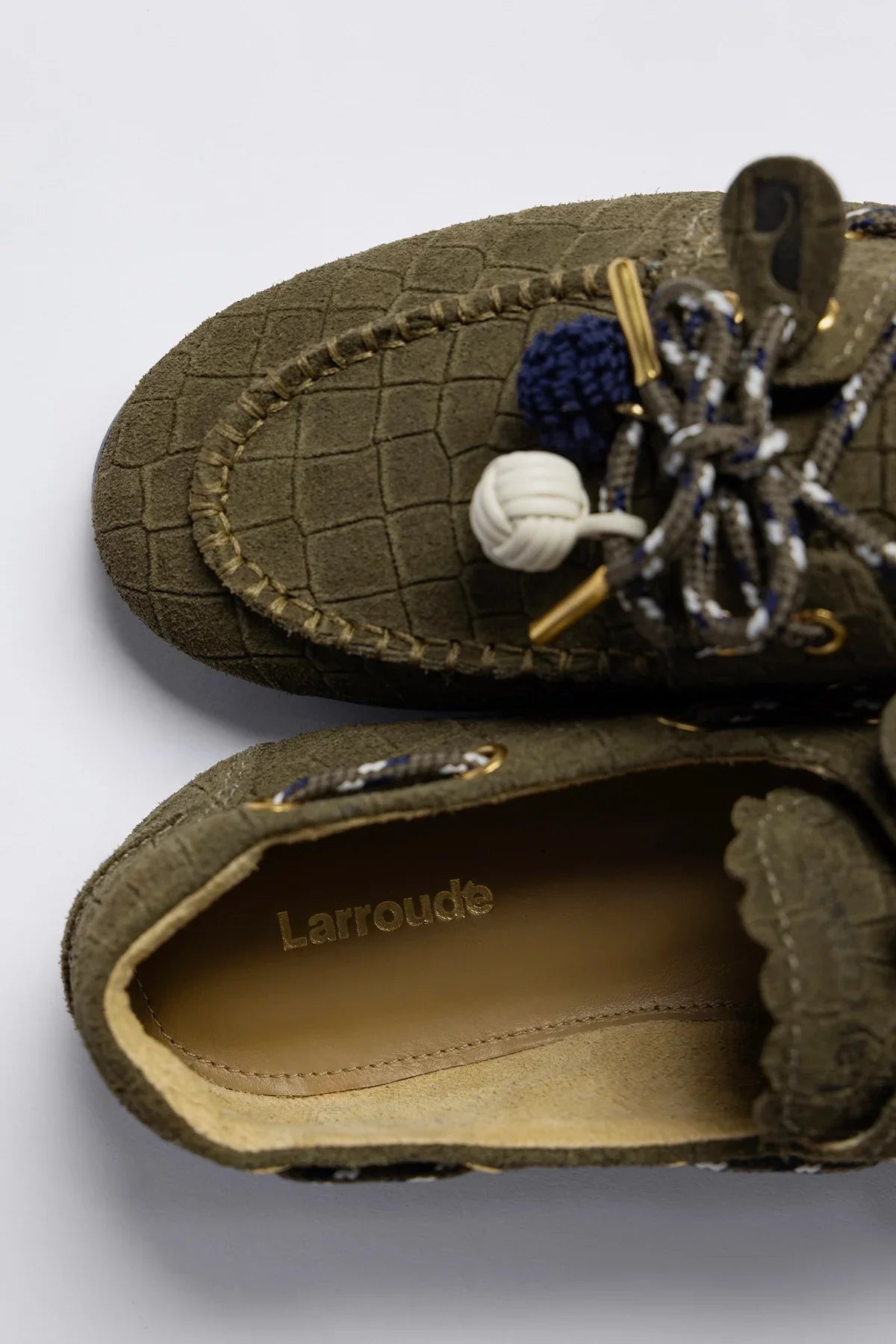 Cyprus Boat Shoe Olive Croco Suede