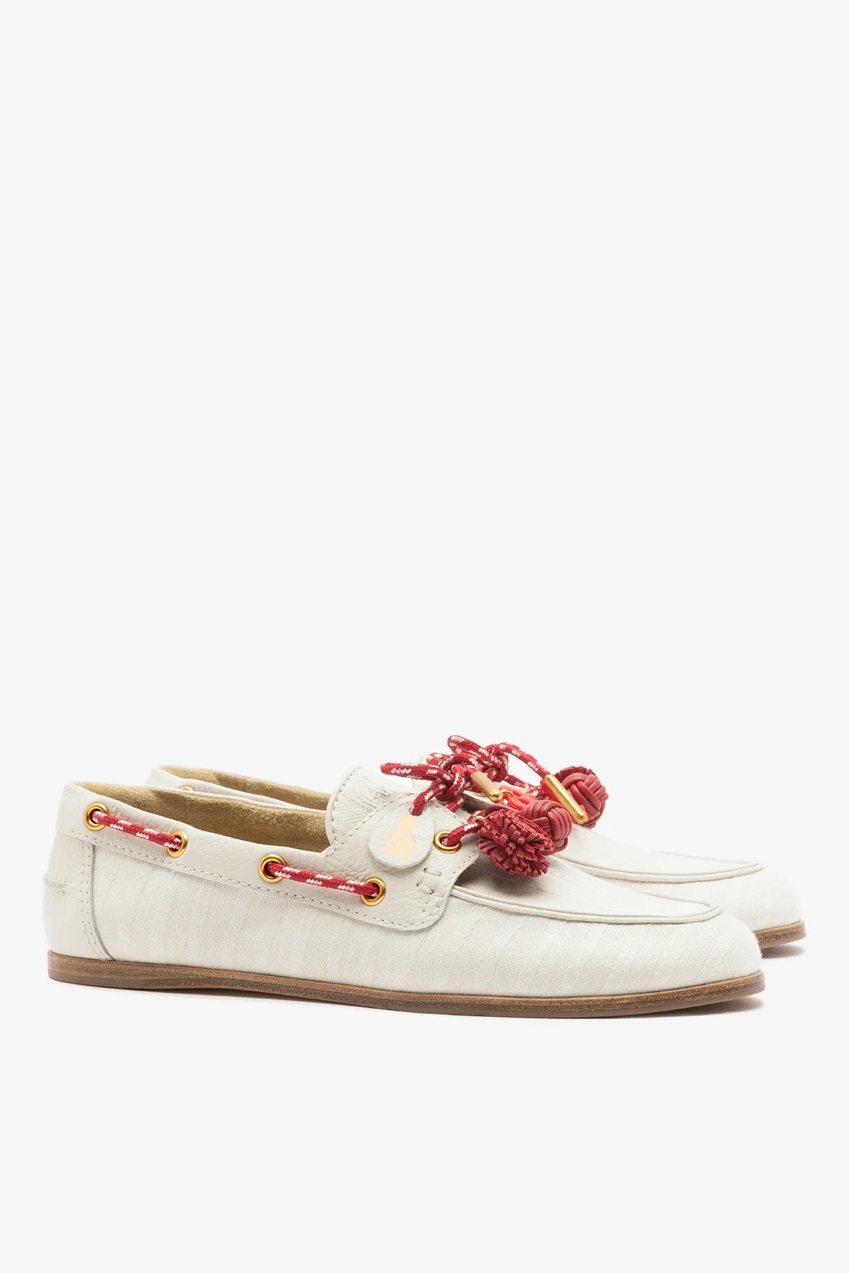 Cyprus Boat Shoe Ivory Striped Canva