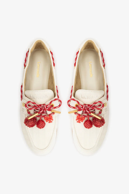 Cyprus Boat Shoe Ivory Striped Canva