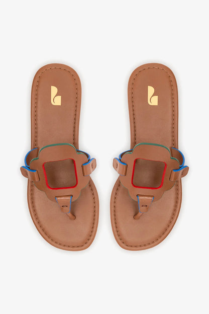 Margherita Thong Sandal In Caramel Leather